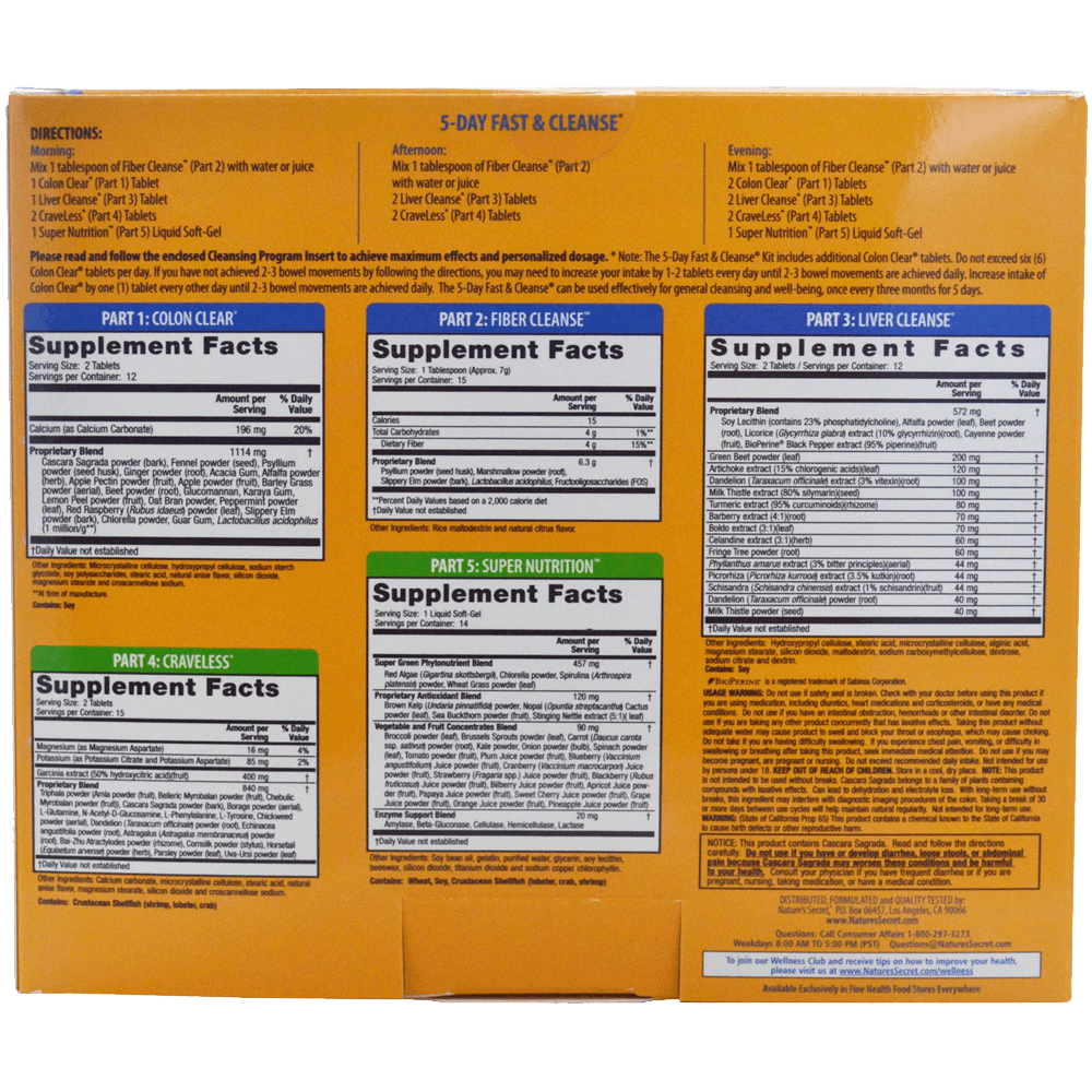 Nature's Secret 5-Day Fast & Cleanse 5-Part 5-Day Program