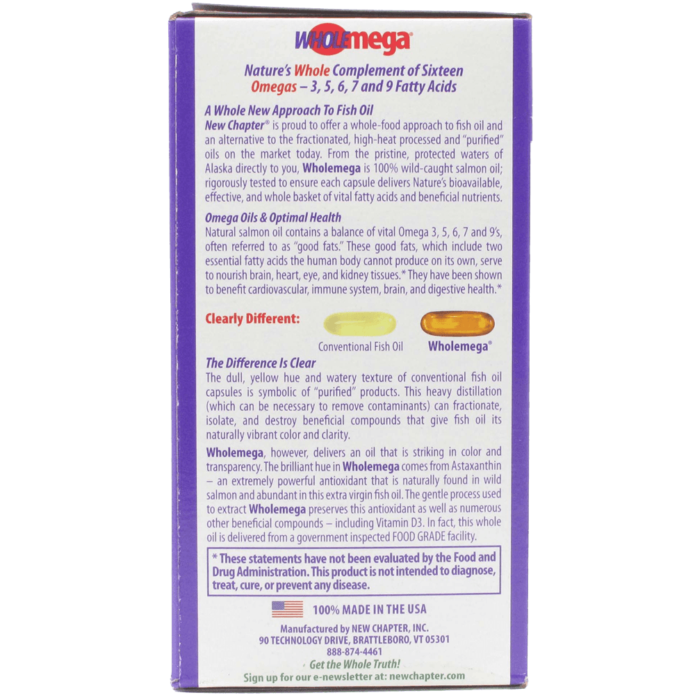 New Chapter Wholemega Whole Fish Oil Extra-Virgin Wild Alaskan Salmon
