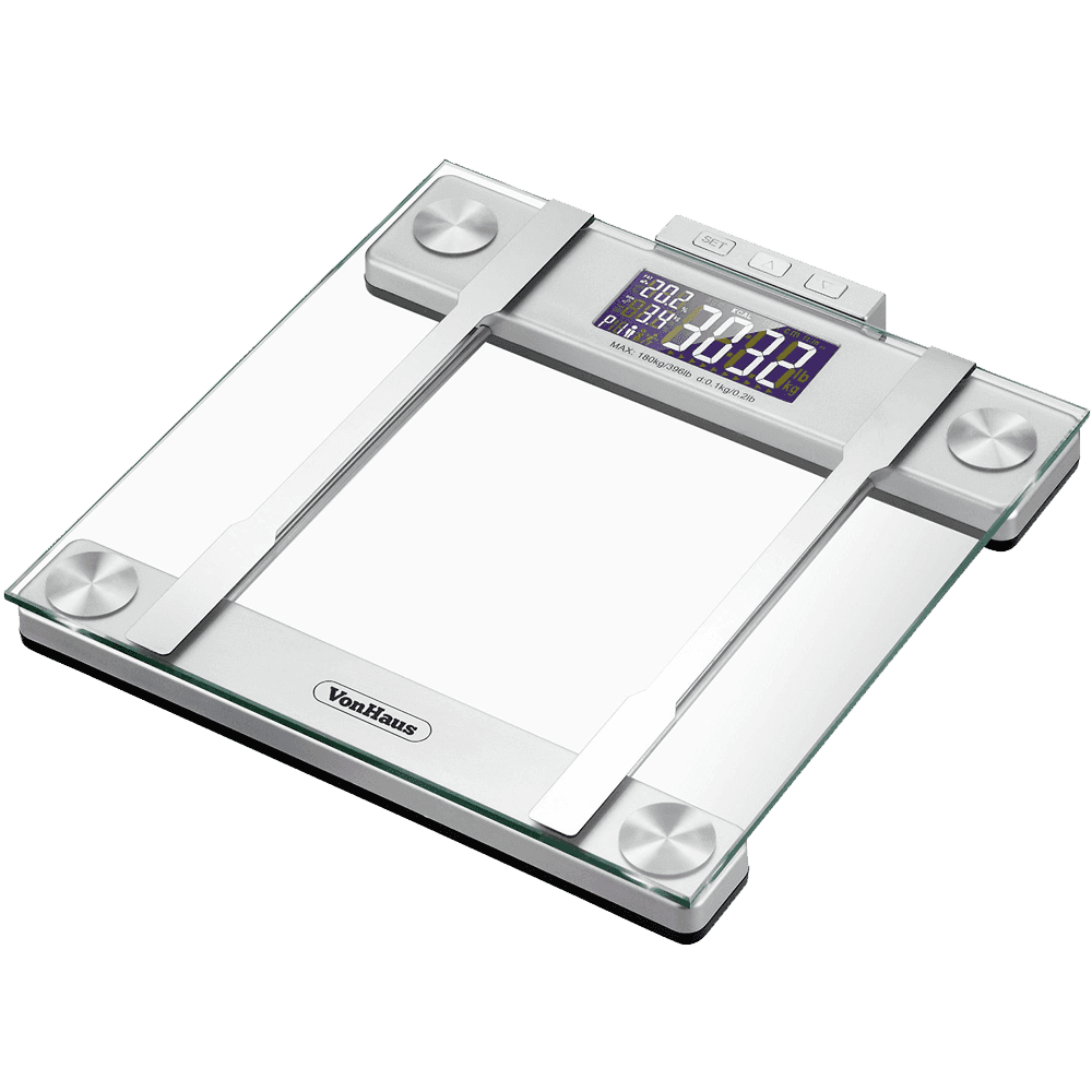 VonHaus Body Fat Scales 400lb Weight Capacity Hydration Monitor Composition Analyser Bathroom Scales
