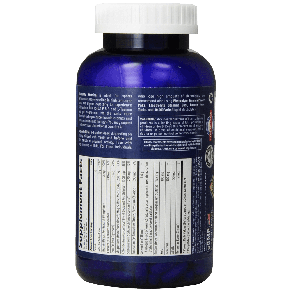 Trace Minerals Research Performance Electrolyte Stamina High Performance Energy Formula of Balanced Ionic Minerals 300 Tablets
