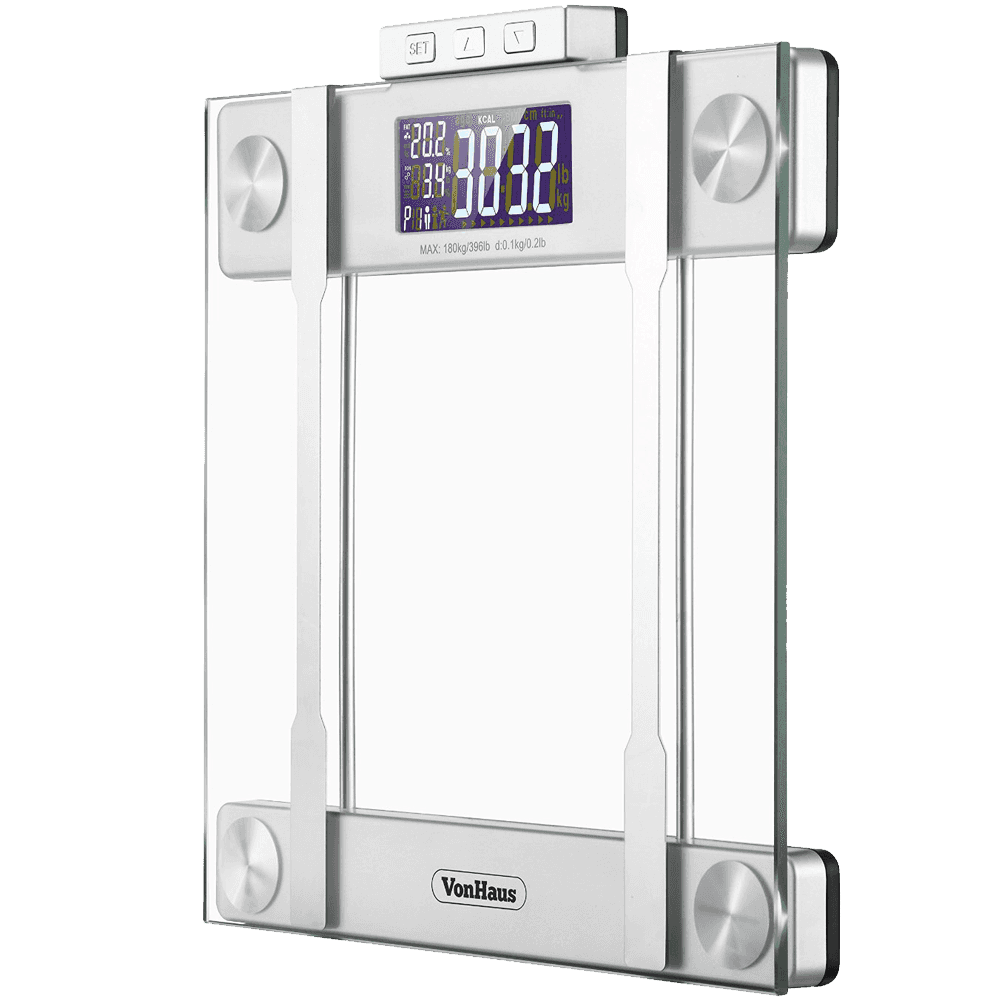 VonHaus Body Fat Scales 400lb Weight Capacity Hydration Monitor Composition Analyser Bathroom Scales